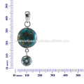 Blue Copper Turquoise e Blue Sky Topaz Gemstone 925 Solid Silver Pendant